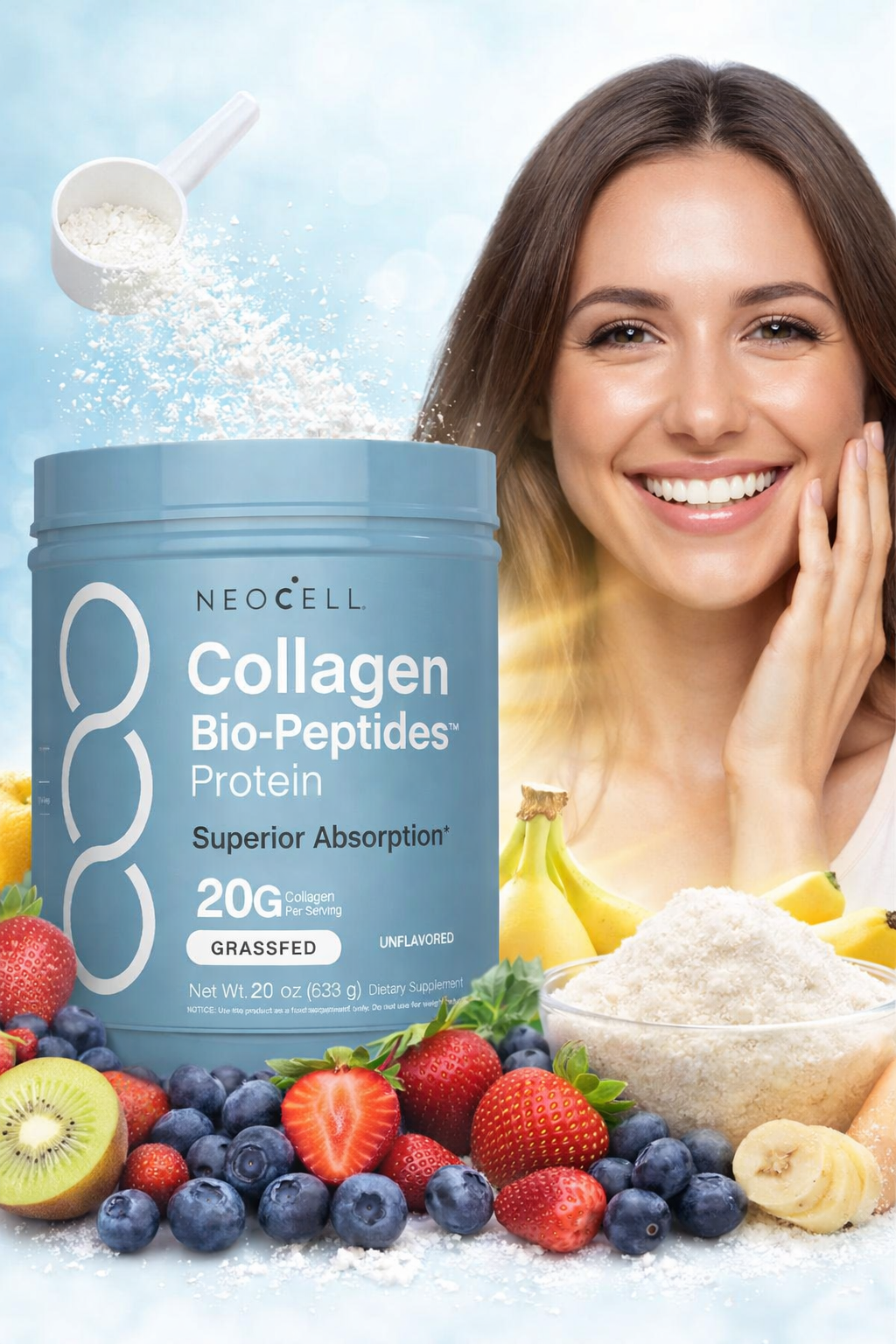 Colágeno Bio-Péptidos NEOCELL -Suplemento de Proteína para el cabello, la piel y las uñas. Absorción Superior
