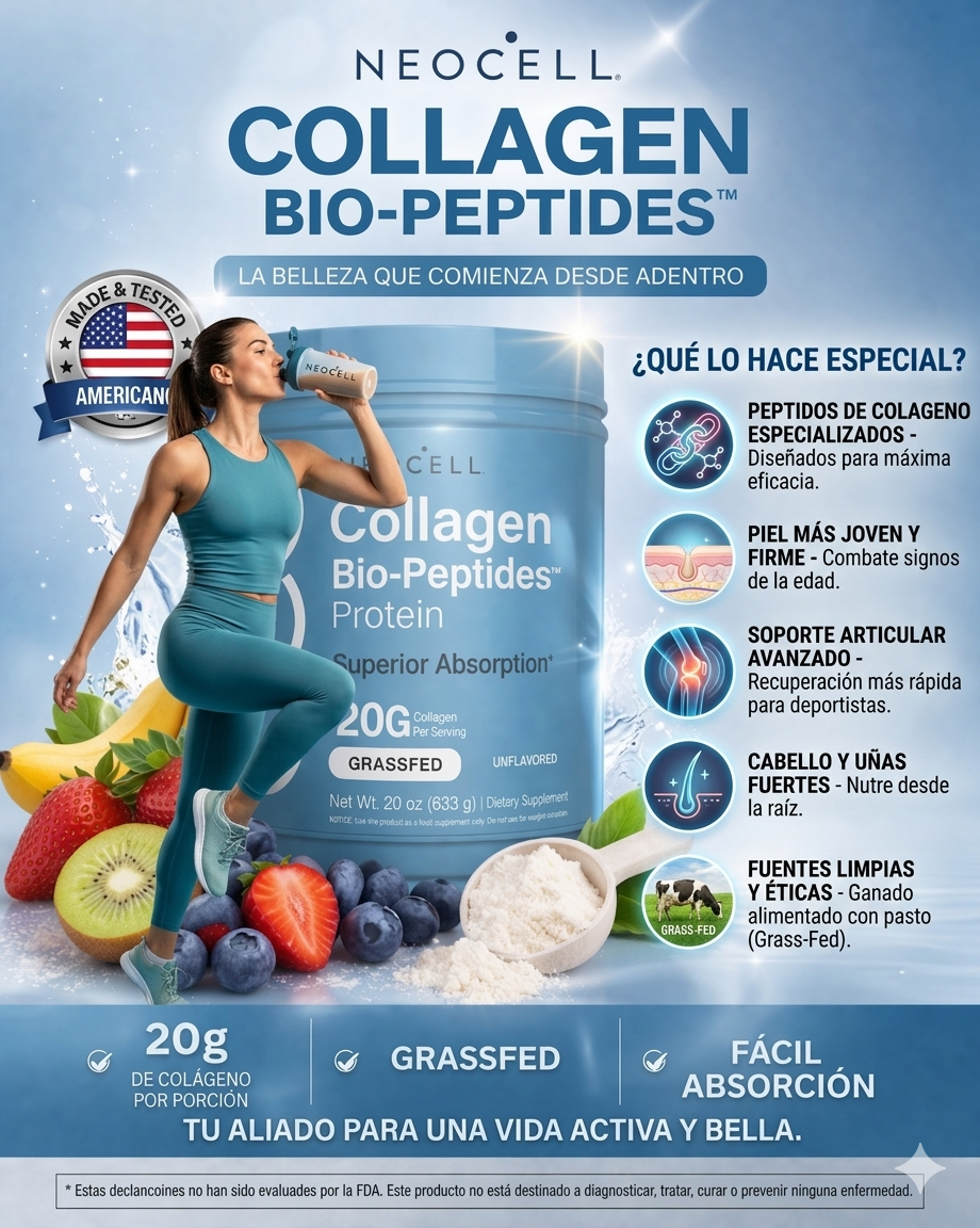 Colágeno Bio-Péptidos NEOCELL -Suplemento de Proteína para el cabello, la piel y las uñas. Absorción Superior